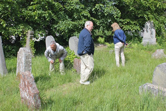 Dale and Anita Galbraith searching for Galbraith stones with Dale's brother